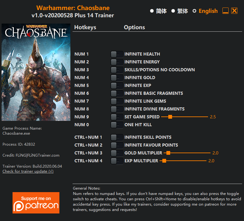 Warhammer: Chaosbane Trainer/Cheat