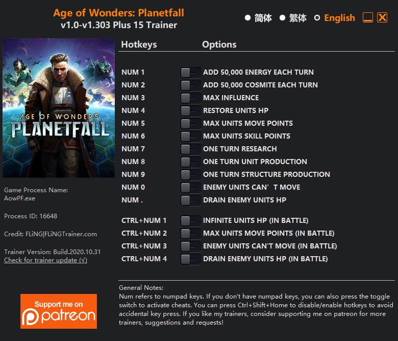 Age of Wonders: Planetfall Trainer/Cheat