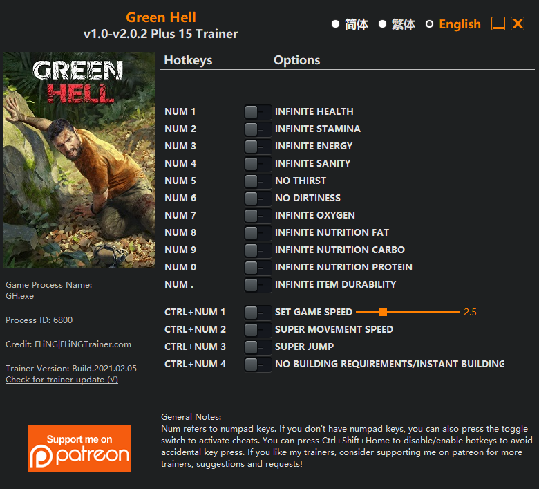 Green Hell Trainer/Cheat