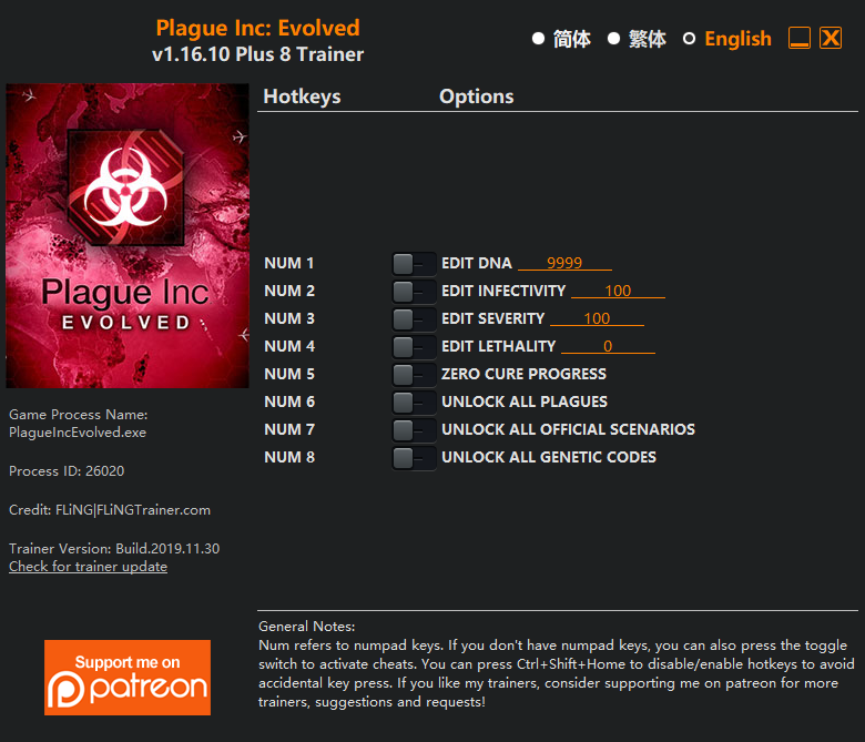 Plague Inc: Evolved Trainer | FLiNG Trainer - PC Game Cheats and Mods