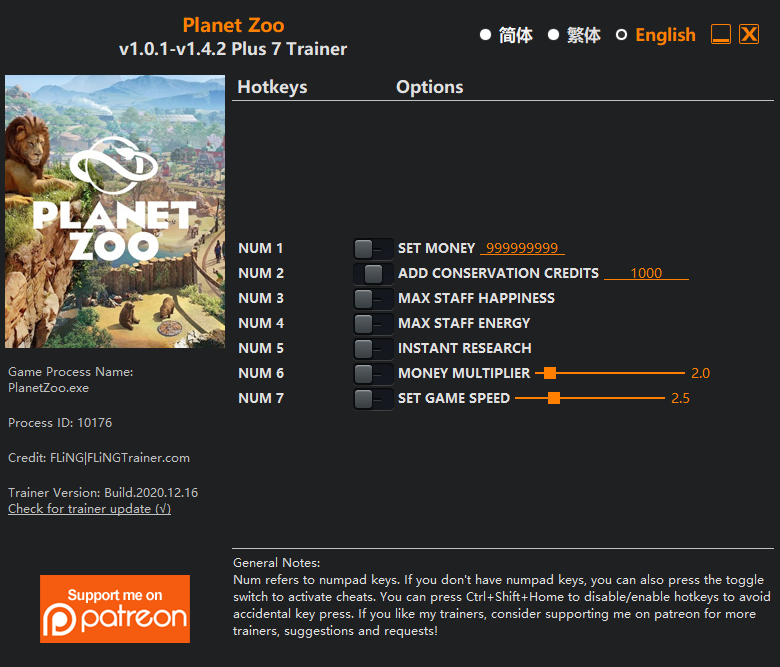 Planet Zoo Trainer/Cheat