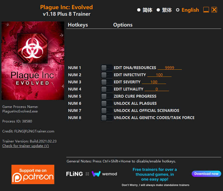 Plague Inc: Evolved Trainer/Cheat