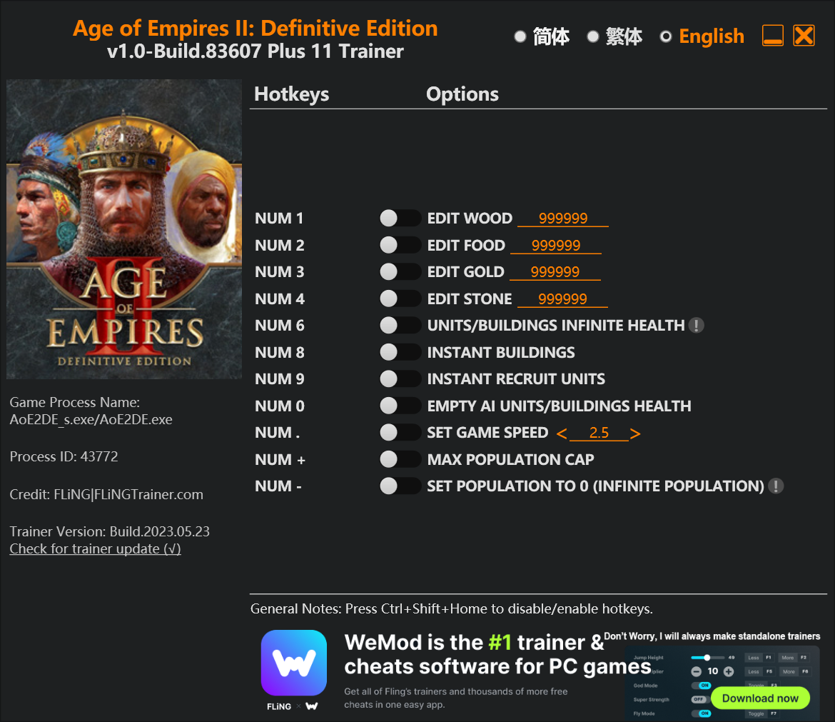 Age of Empires II: Definitive Edition Trainer/Cheat
