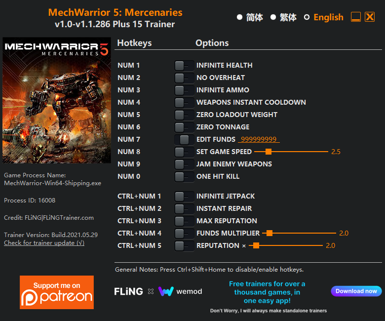Mechwarrior 5 Mercenaries Trainer Fling Trainer Pc Game Cheats And Mods
