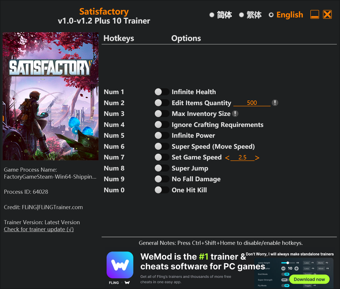 Satisfactory Trainer/Cheat