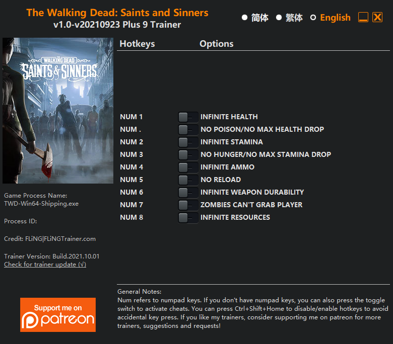 The Walking Dead: Saints and Sinners Trainer/Cheat