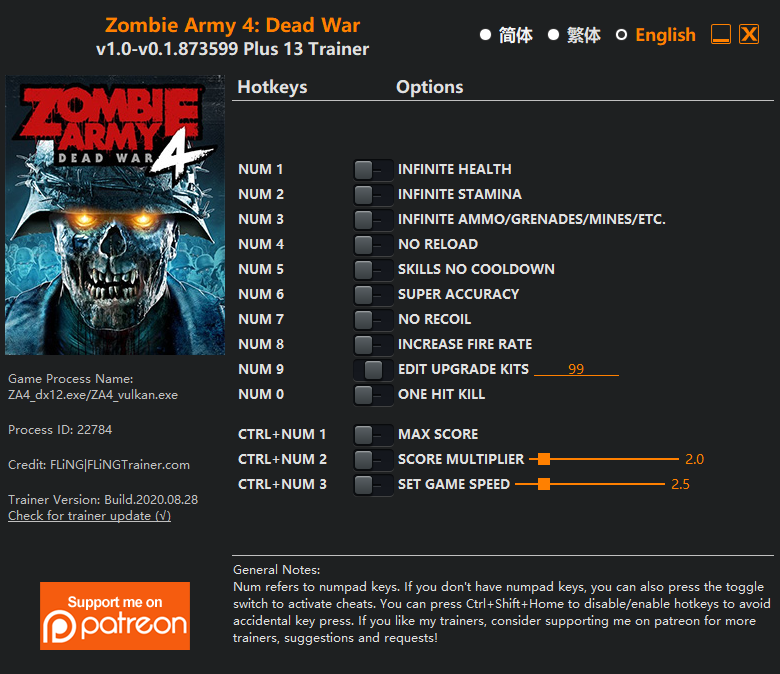 Zombie Army 4: Dead War Trainer / Hile
