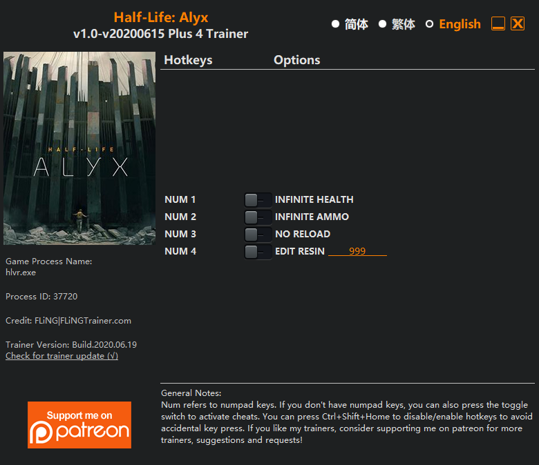 Half-Life: Alyx Trainer/Cheat