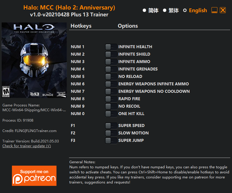 Halo: The Master Chief Collection (Halo 2: Anniversary) Trainer/Cheat