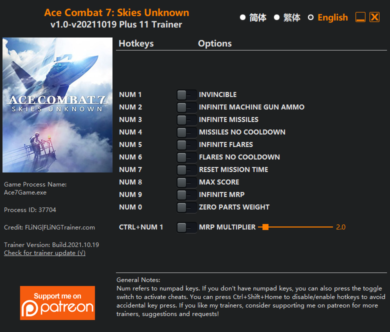 Ace Combat 7: Skies Unknown Trainer/Cheat