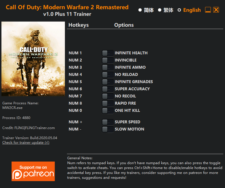Call Of Duty: Modern Warfare 2 Remastered Trainer/Cheat