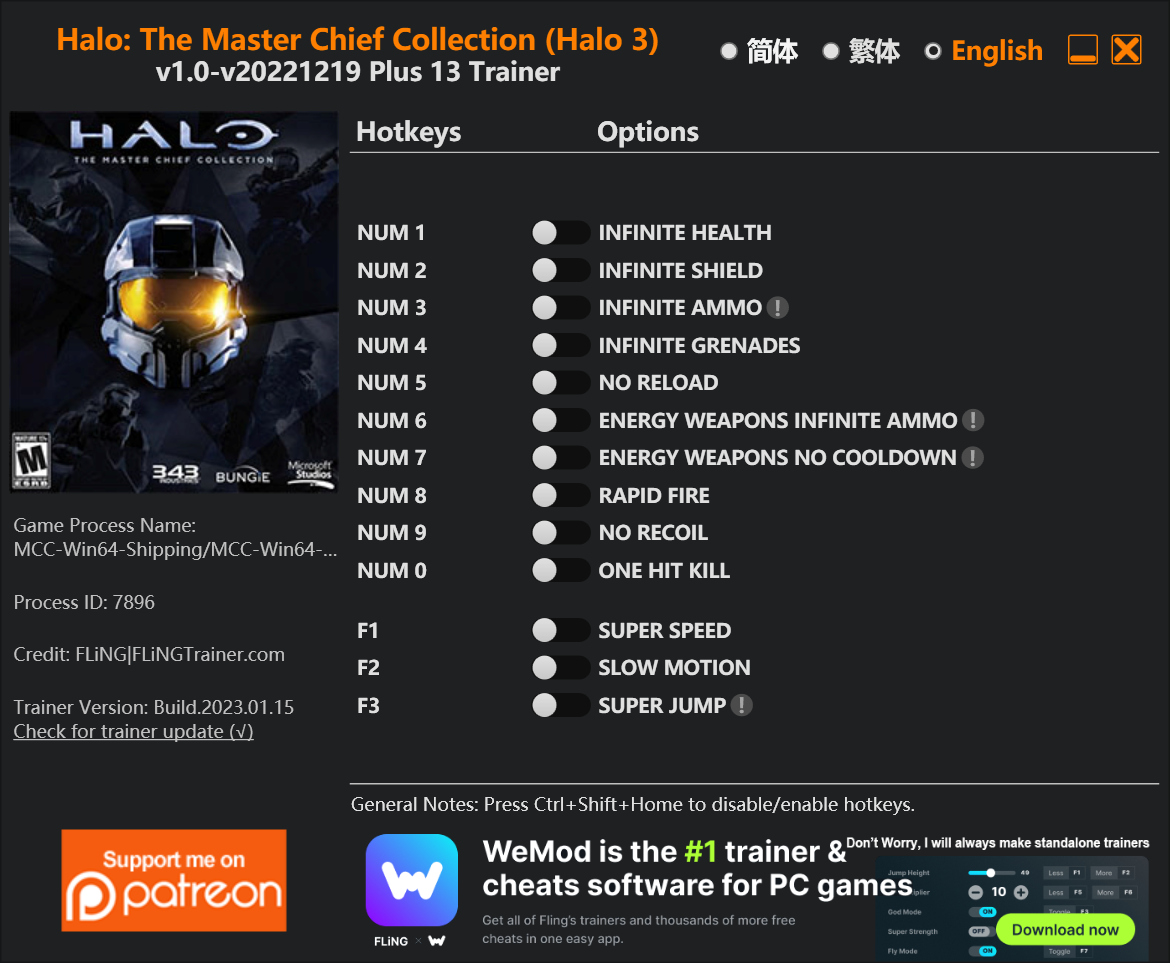 Halo: The Master Chief Collection (Halo 3) Trainer/Cheat