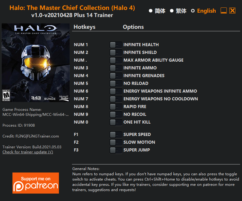 Halo: The Master Chief Collection (Halo 4) Trainer/Cheat