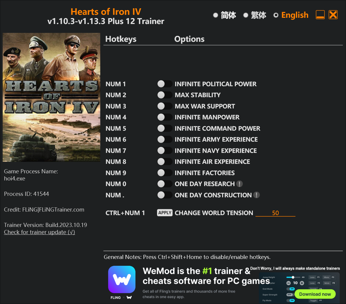 Hearts of Iron IV Trainer/Cheat