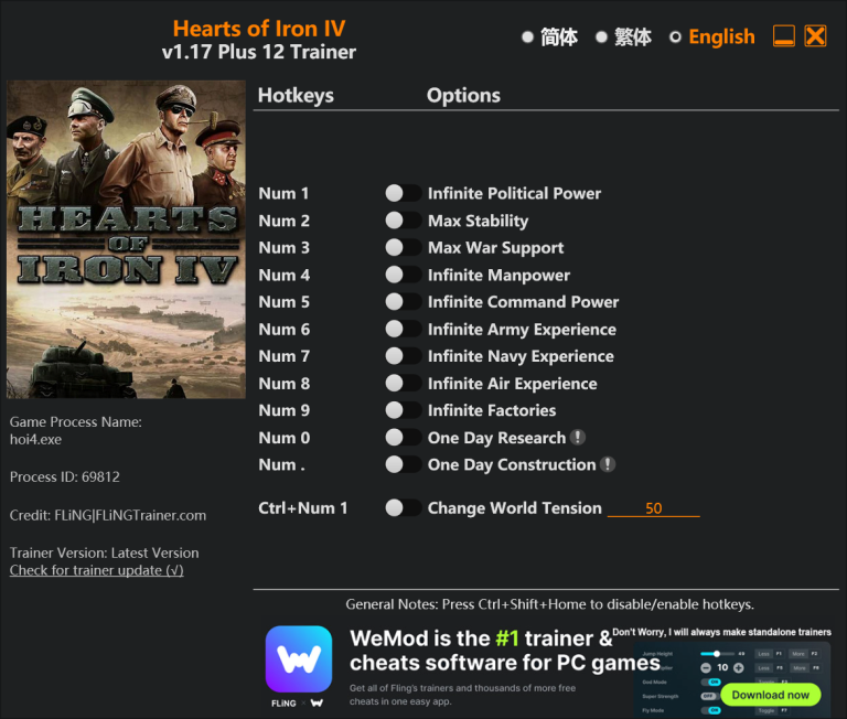Hearts of Iron IV Trainer - FLiNG Trainer - PC Game Cheats and Mods