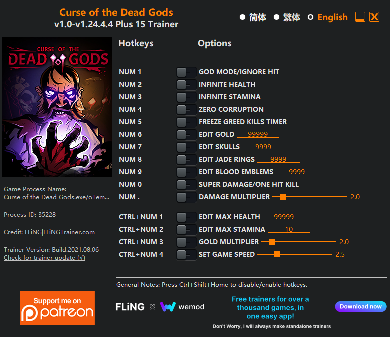 Curse of the Dead Gods Trainer/Cheat
