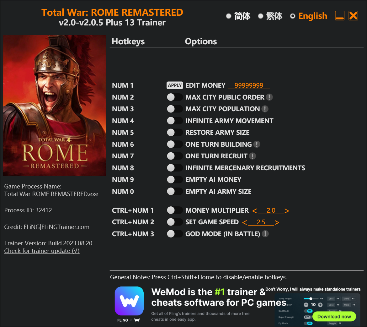 Total War: ROME REMASTERED Trainer/Cheat