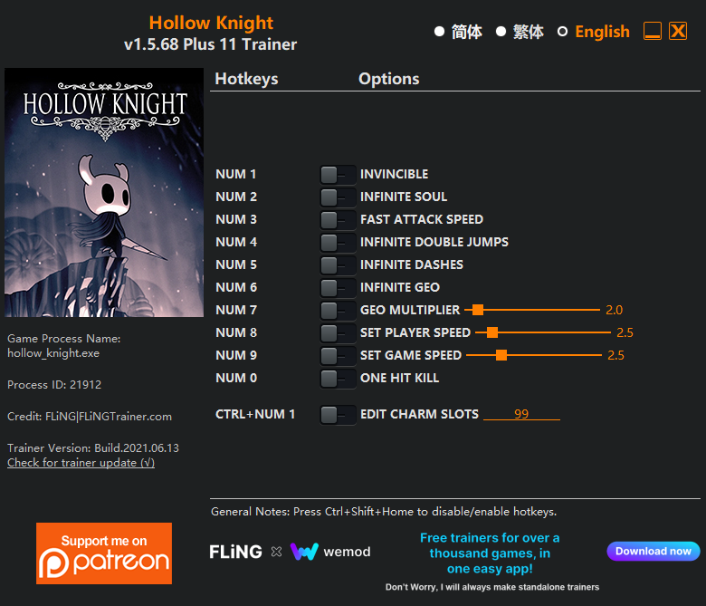Hollow Knight Trainer/Cheat