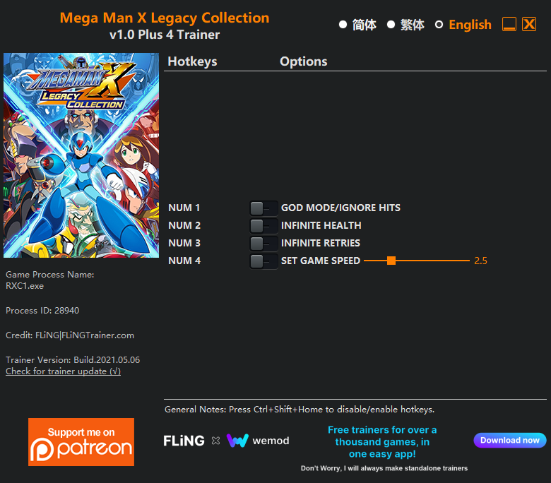 Mega Man X Legacy Collection Trainer/Cheat