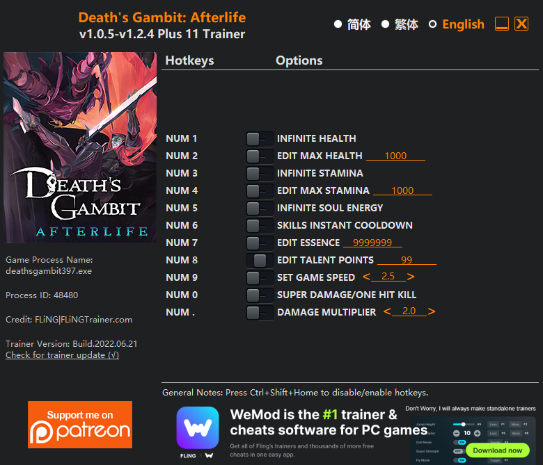 Death's Gambit: Afterlife Trainer/Cheat