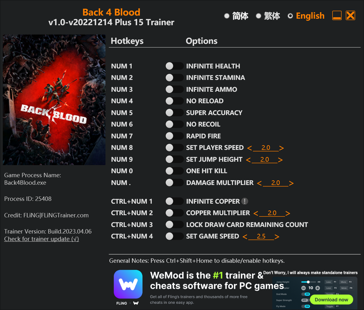 Back 4 Blood Trainer/Cheat