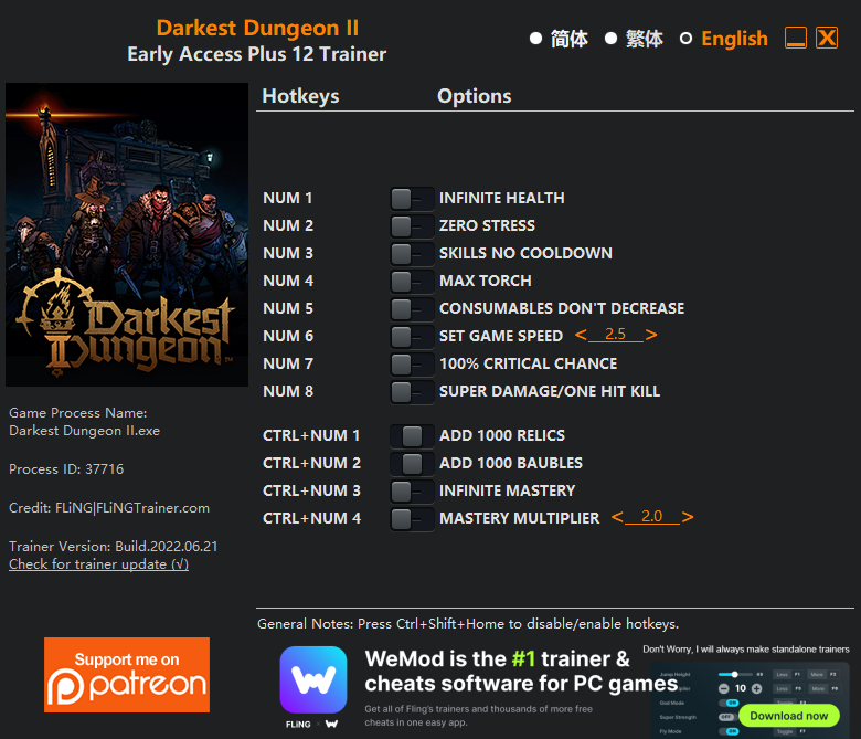 Darkest Dungeon II Trainer/Cheat