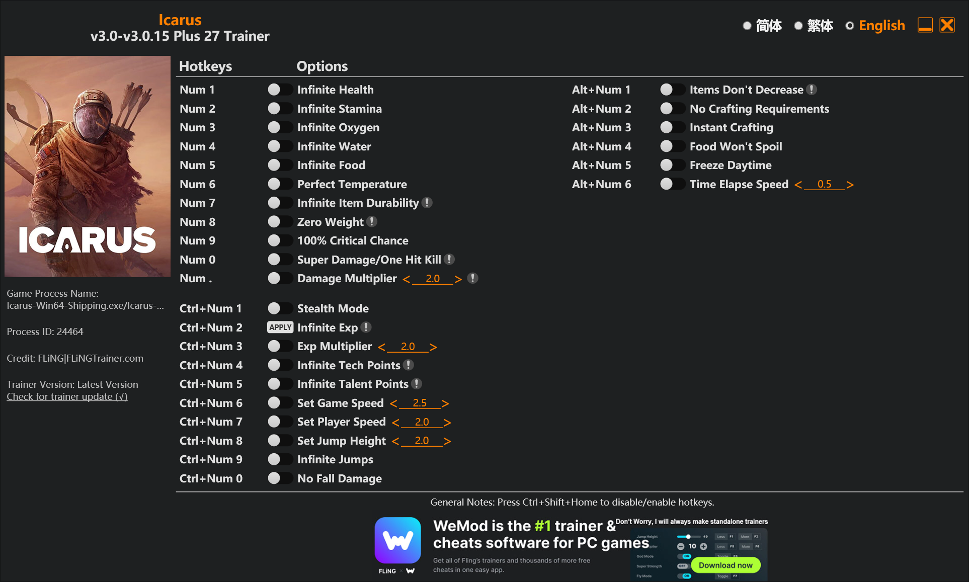 Icarus Trainer/Cheat