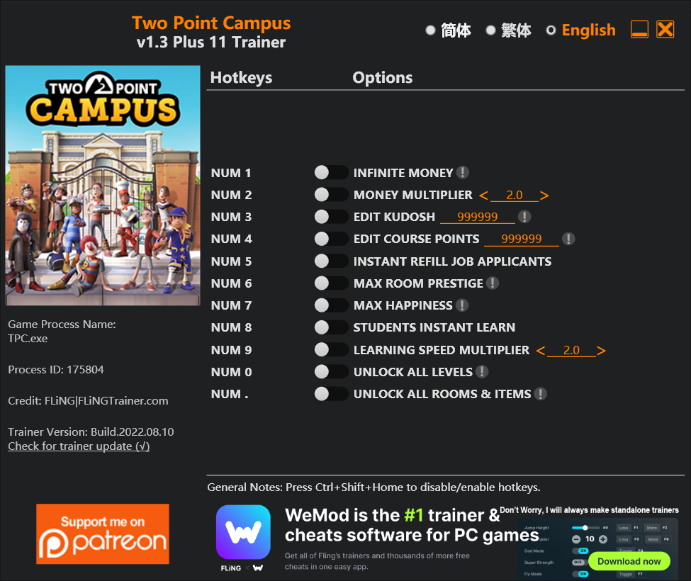 Two Point Campus Trainer/Cheat