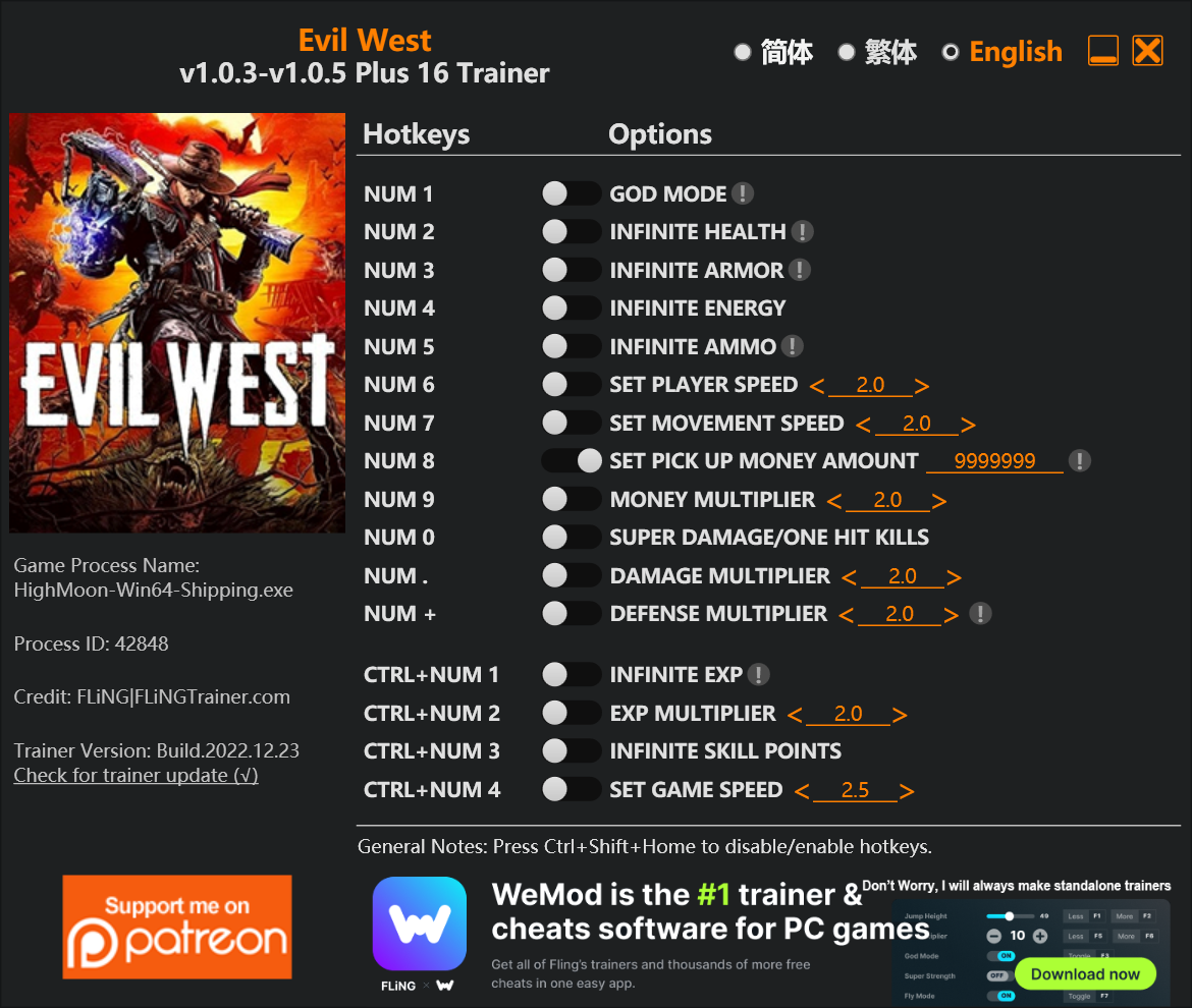 Evil West Trainer/Cheat