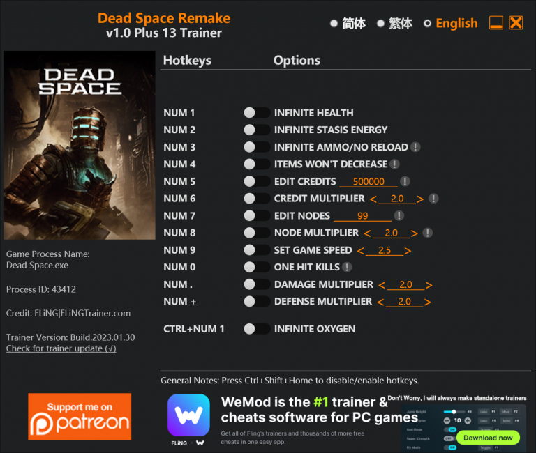 Dead Space Remake Trainer FLiNG Trainer PC Game Cheats and Mods