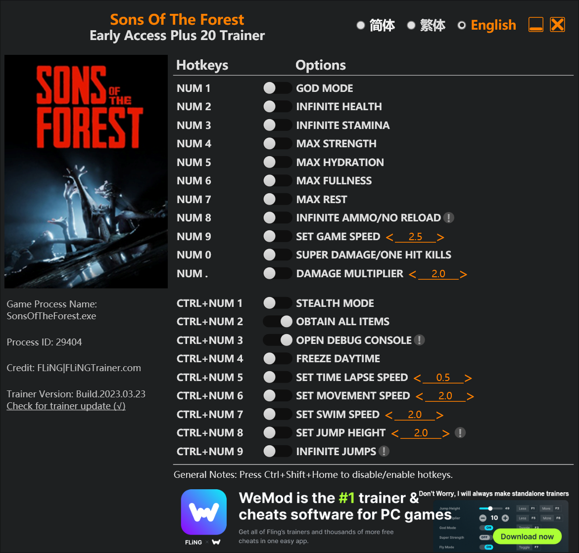 Sons Of The Forest Trainer/Cheat