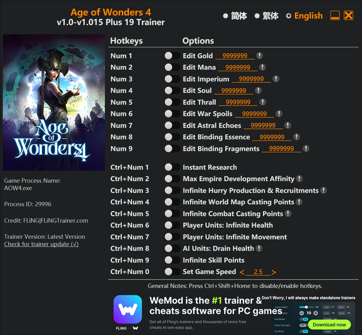 Age of Wonders 4 Trainer/Cheat