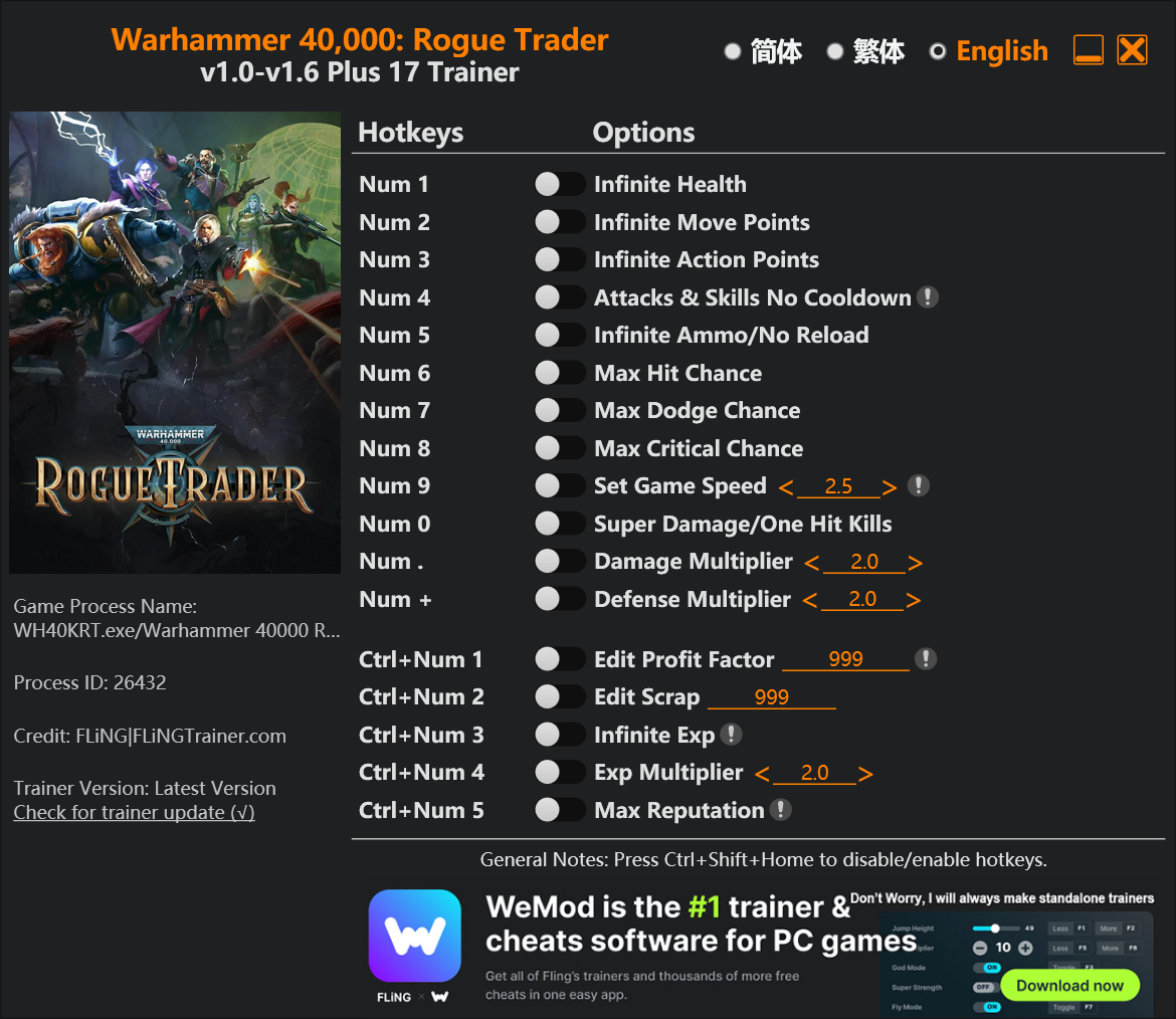 Warhammer 40,000: Rogue Trader Trainer/Cheat