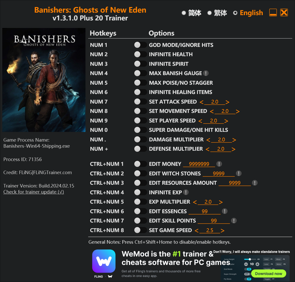 Banishers: Ghosts of New Eden Trainer/Cheat