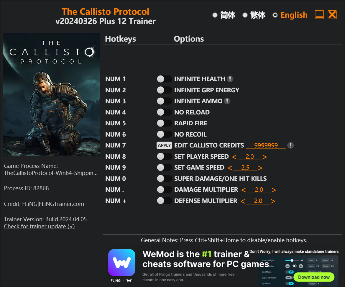 The Callisto Protocol Trainer/Cheat