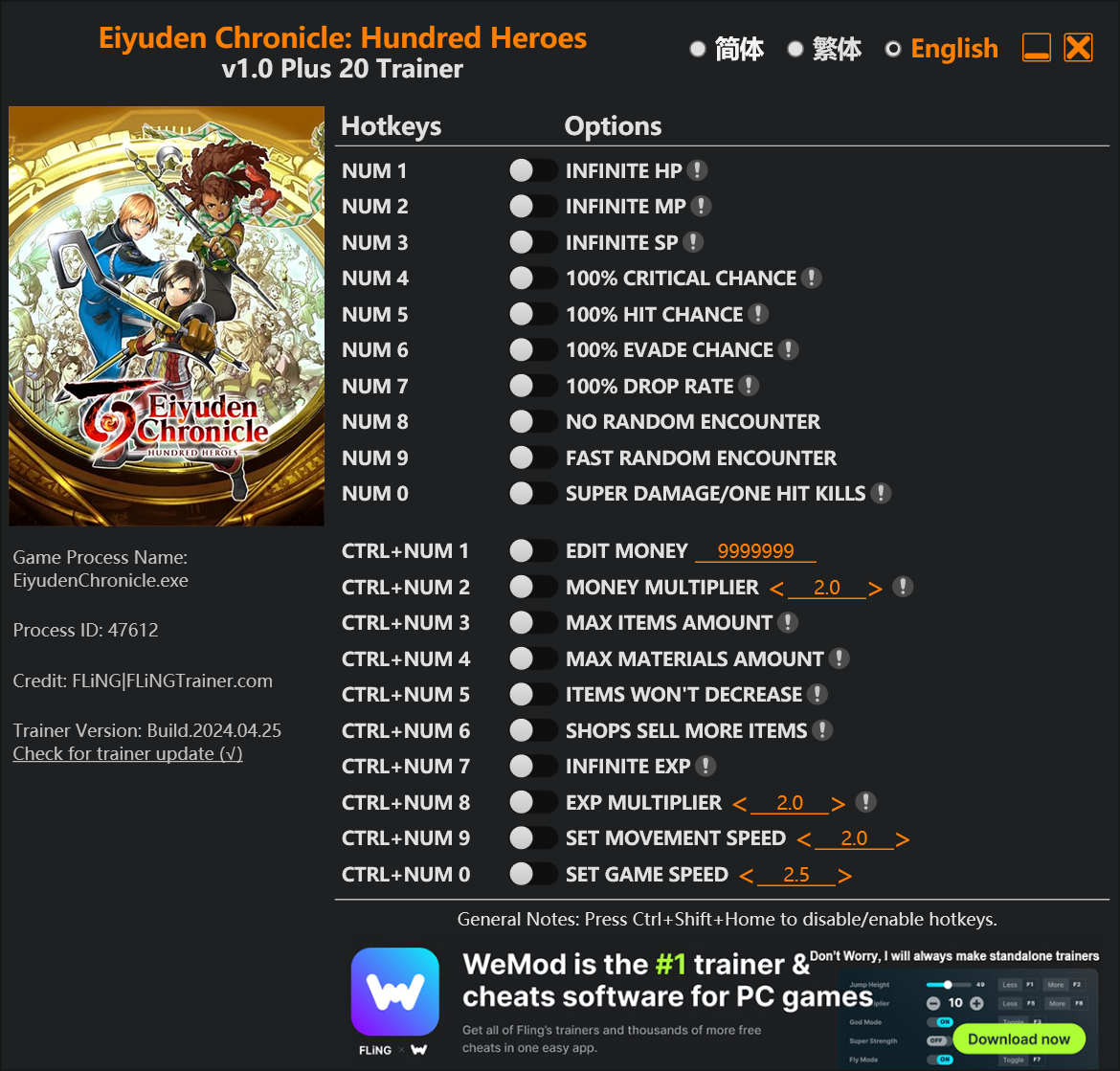 Eiyuden Chronicle: Hundred Heroes Trainer/Cheat
