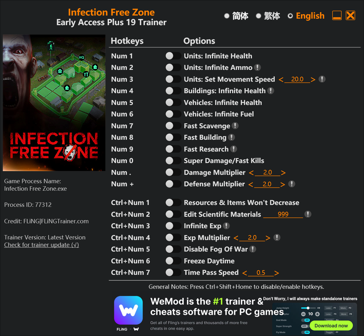 Infection Free Zone Trainer/Cheat