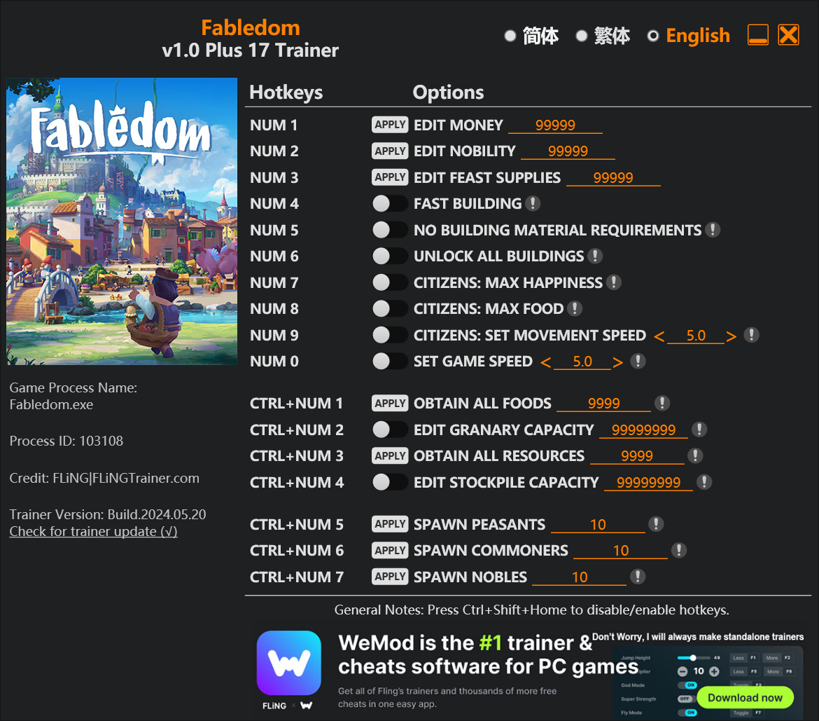 Fabledom Trainer/Cheat