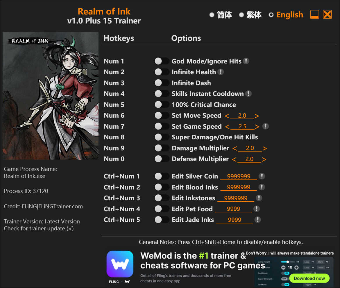 Realm of Ink Trainer/Cheat