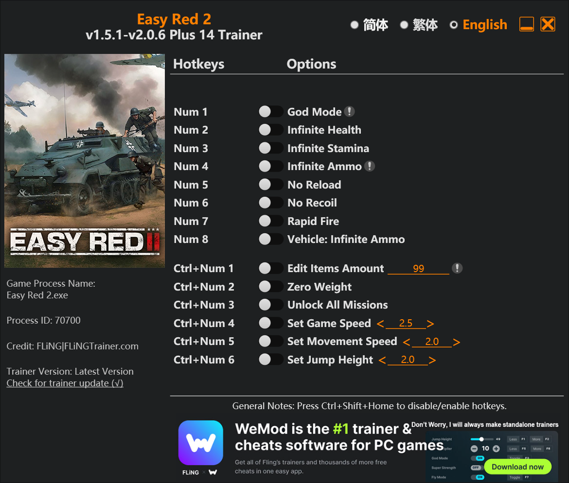 Easy Red 2 Trainer/Cheat