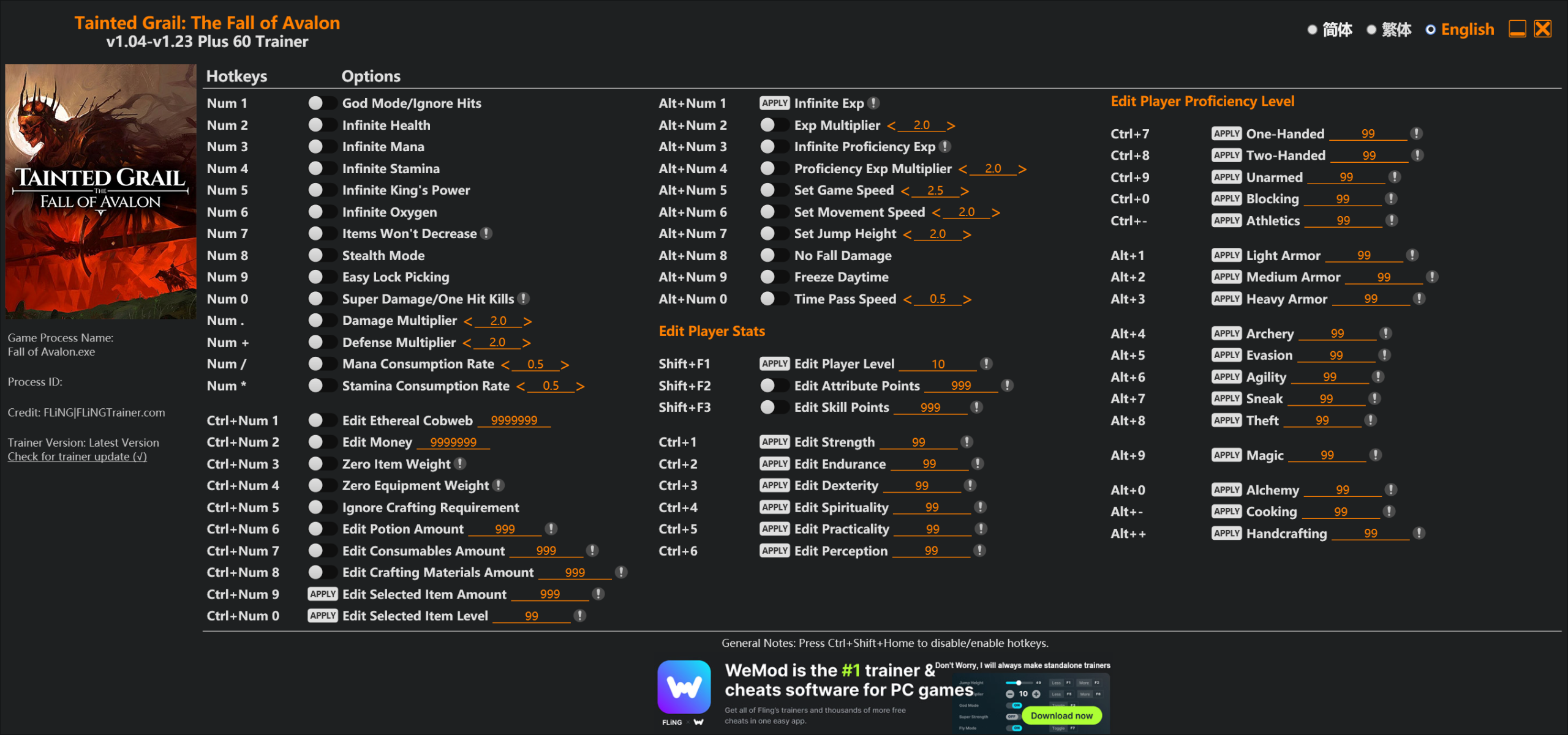 Tainted Grail: The Fall of Avalon Trainer/Cheat