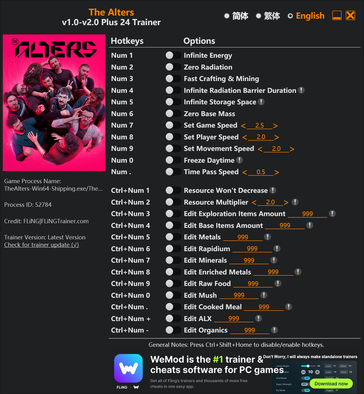 The Alters Trainer/Cheat