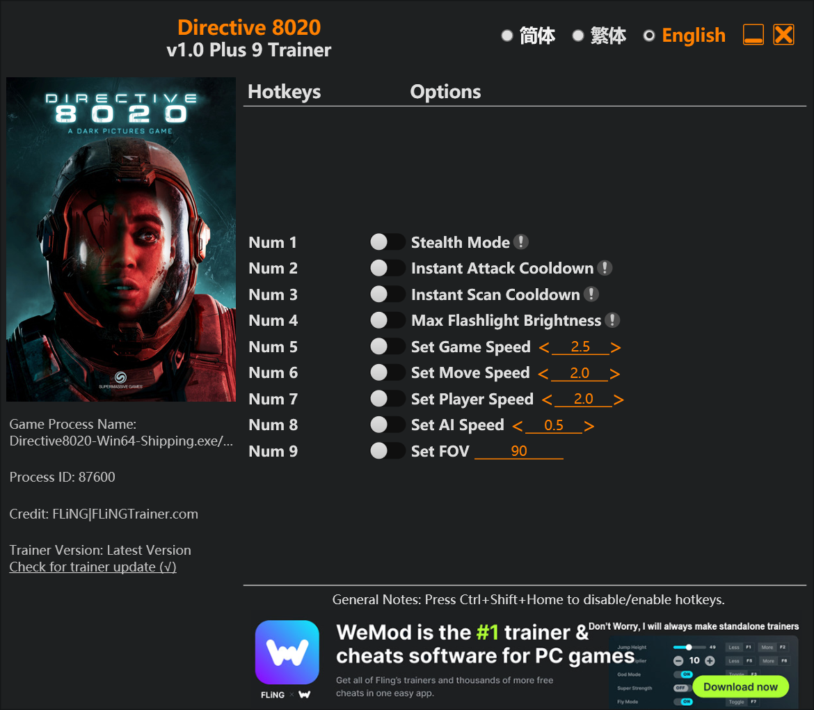 Directive 8020 Trainer/Cheat