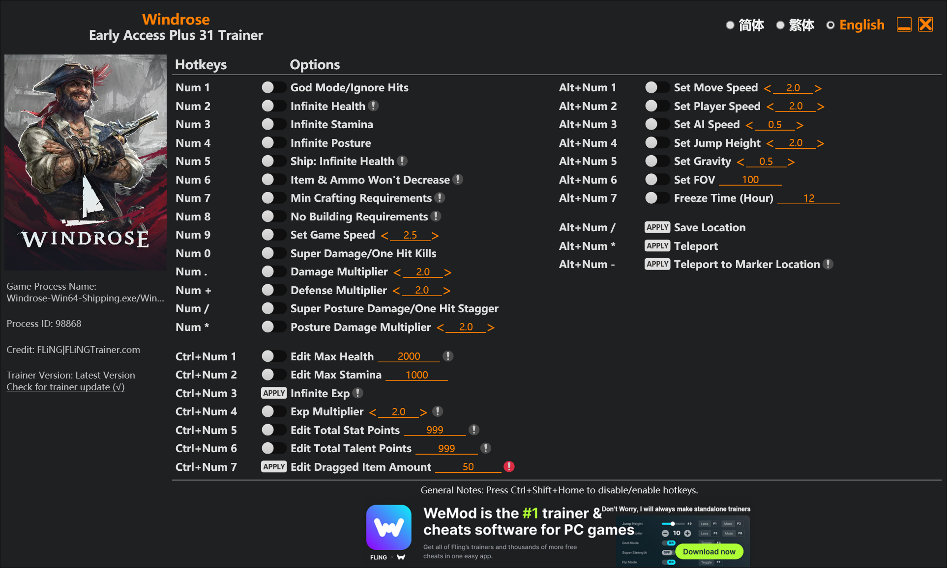 Windrose Trainer/Cheat