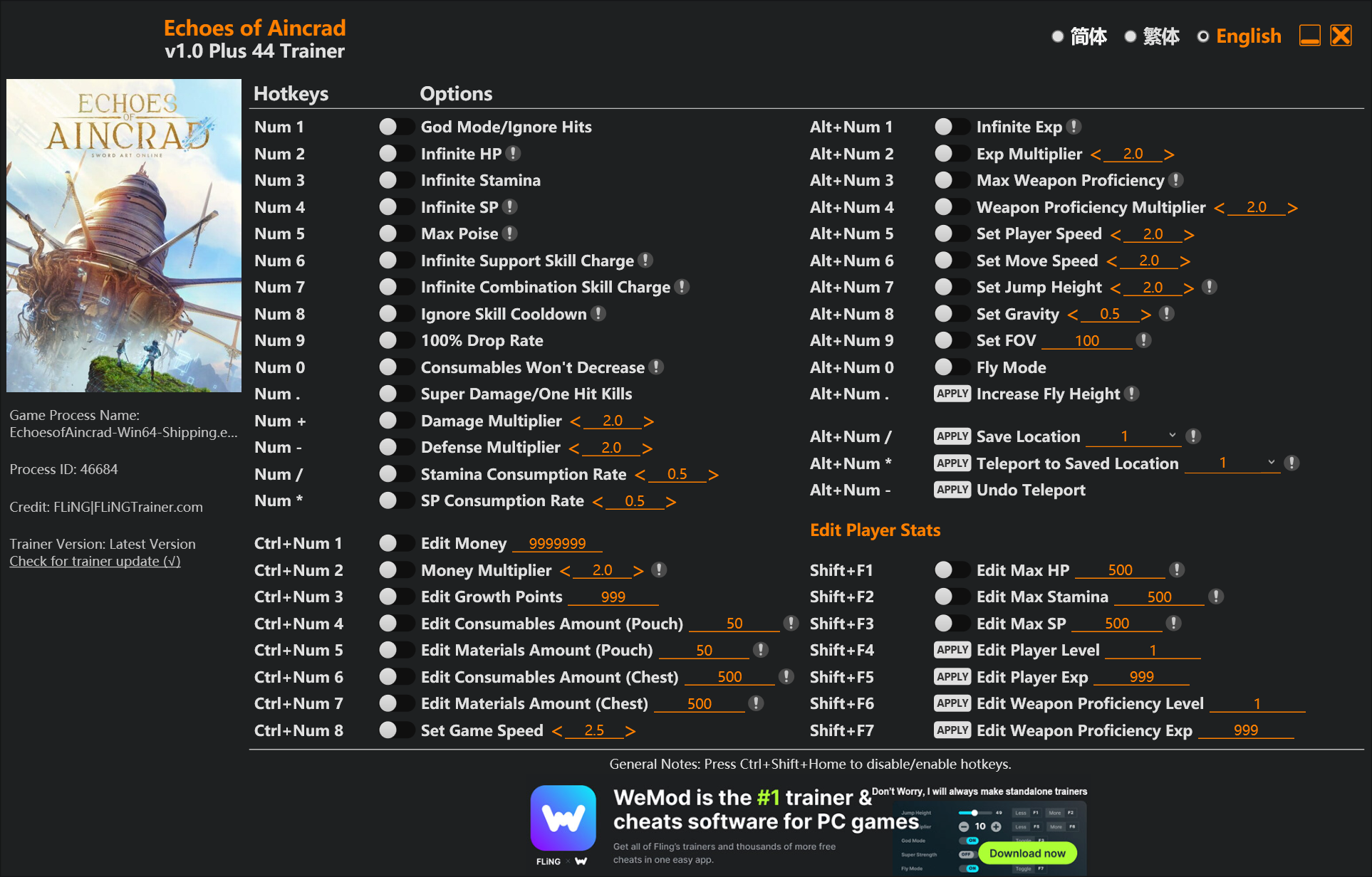 Echoes of Aincrad Trainer/Cheat